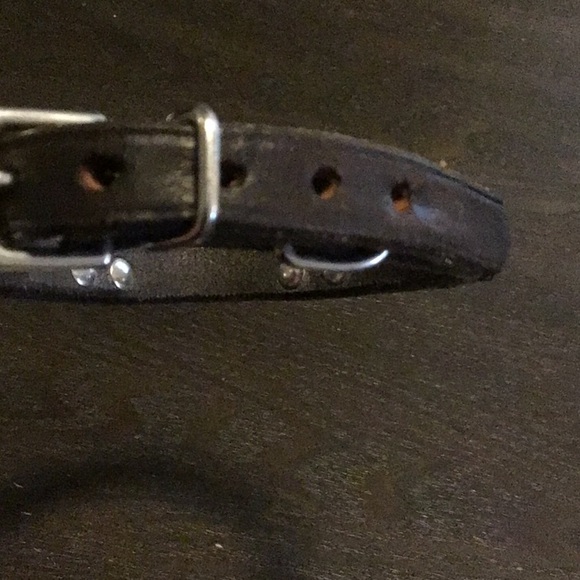 GUC Brown Leather 14” Collar with Teal Gems - Picture 3 of 3